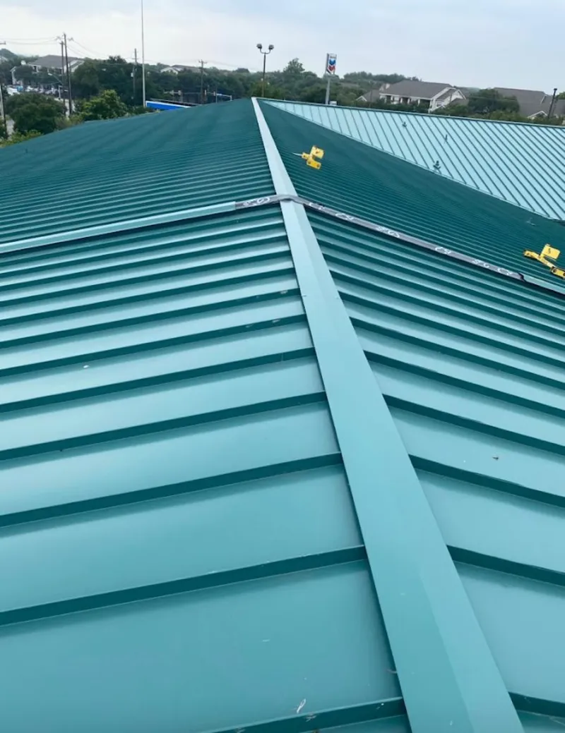 Green commercial metal roof ridge and valley for Metal Roof Repair in Corrales